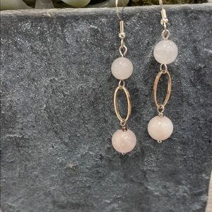 Elegant Pink and Gold Dangle Alloy French Hook Earrings